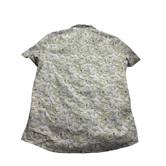 Marc Anthony Mens Slim Fit Green Palm Leaf Print Shirt XL Stretch Green White - Picture 2 of 5